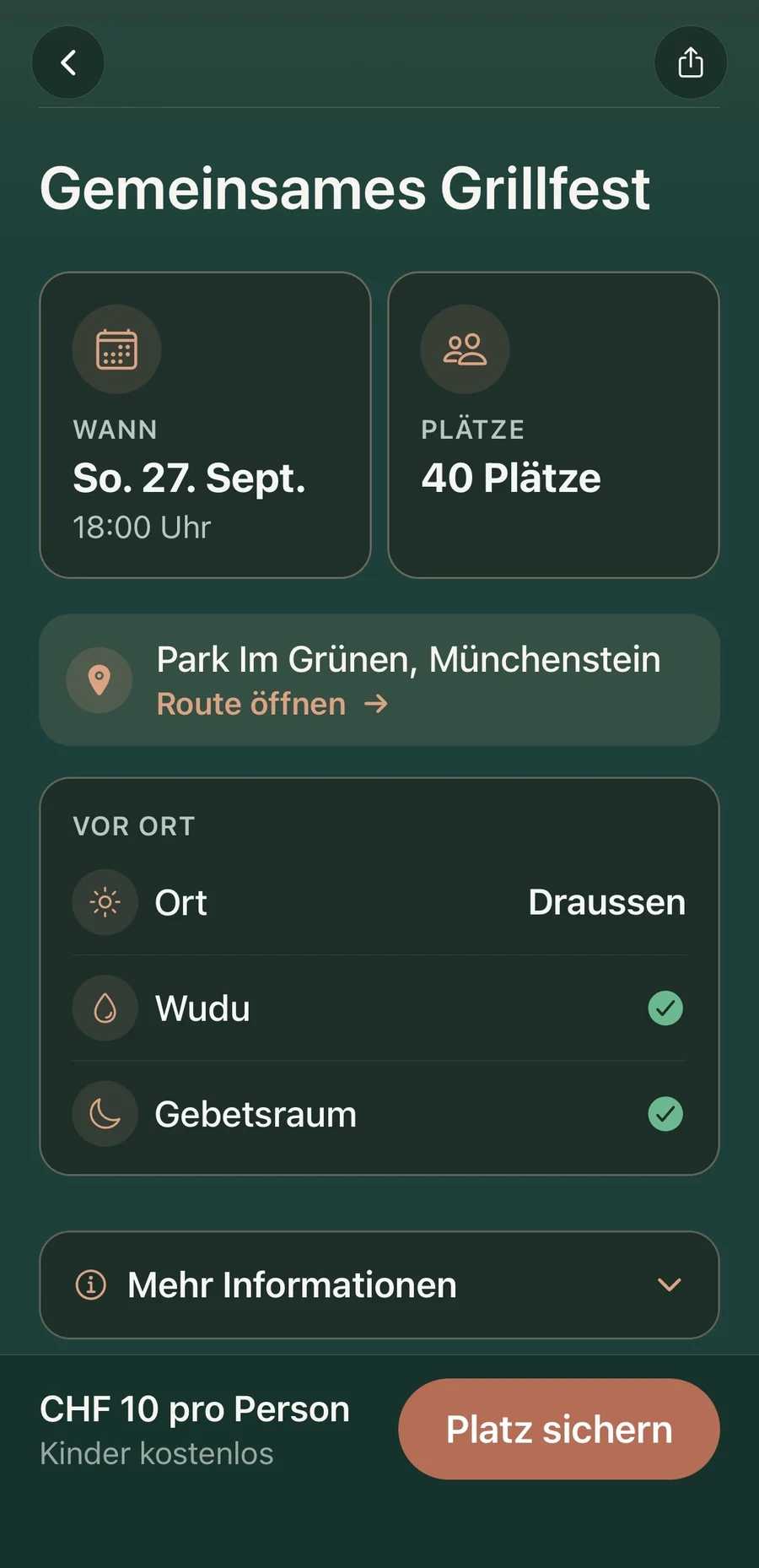 Veranstaltung mit Preis, Plätzen und Anmeldung